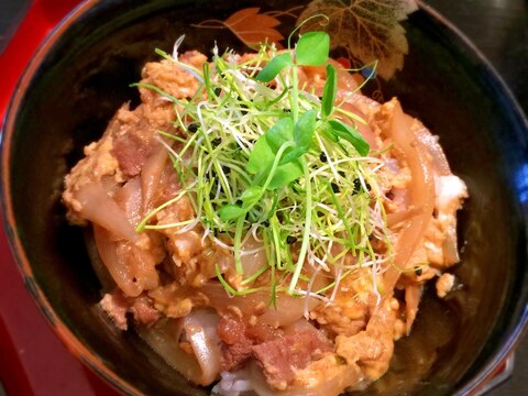 ぎゅうぎゅう牛蒡と玉ねぎの卵とじ丼